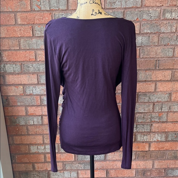 EUC Ann Taylor Loft Purple Drape Neck Long Sleeve Top (M) - Picture 4 of 6